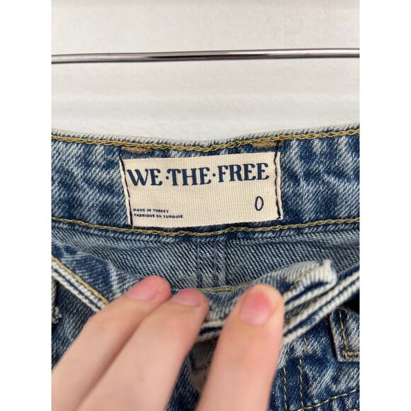 Free People We The Free Come As You Are Rigid Denim Distressed Maxi Skirt Size 0 - Picture 5 of 9